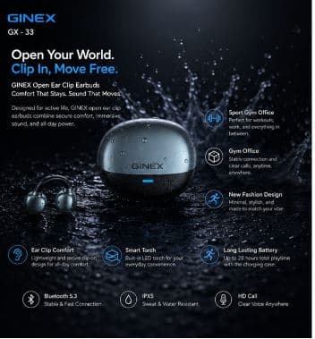 GINEX GX-33 Open Ear Clip Earbuds image 4