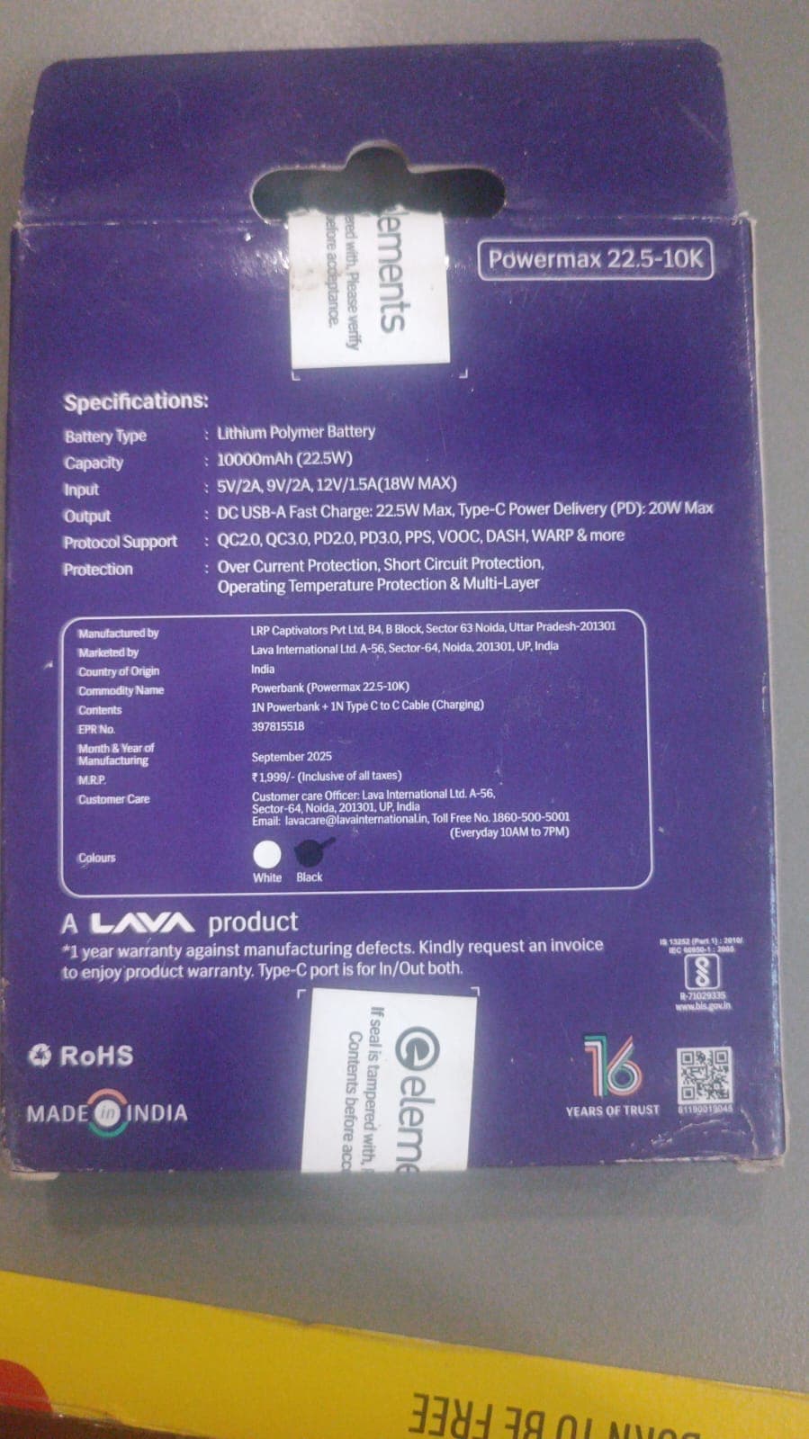Lava POWERMAX 22.5W Premium Fast Charging Power Bank