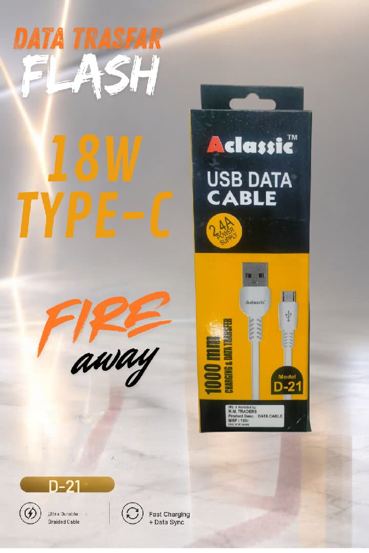 Aclassic D-21 18W Type-C Data Cable With Data Transfar