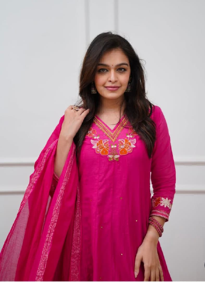 Zentara Womens Pink Cotton 3-piece Suit Set image 4
