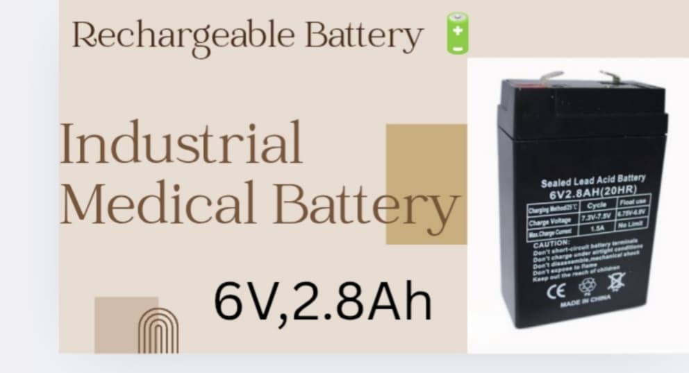 6V 2.8Ah SLA Rechargeable Battery.