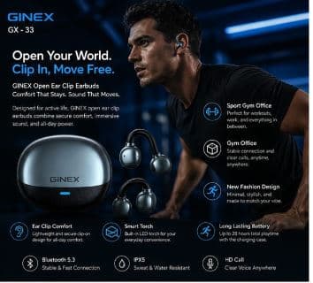 GINEX GX-33 Open Ear Clip Earbuds image 2
