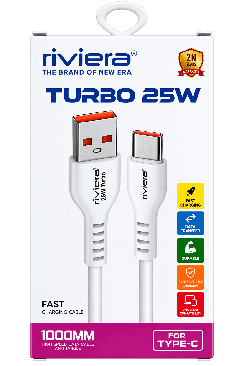 Riviera Turbo 25W Fast Charging Type-C Data Cable