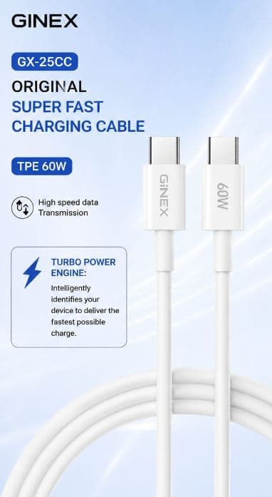 GINEX GX-25CC 60W USB-C To USB-C Charging Cable