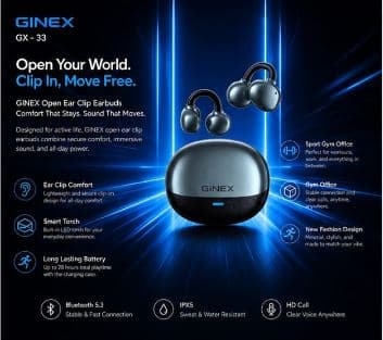 GINEX GX-33 Open Ear Clip Earbuds