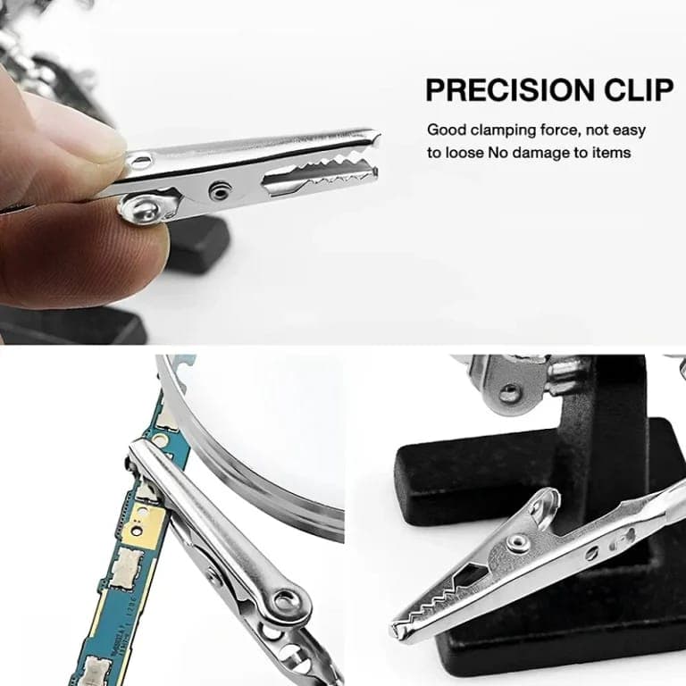 Helping Hands Magnifier Soldering Station & Desk Lamp Hands Free Auxiliary Clips Alligator Clamp Stand Repair Kits image 4