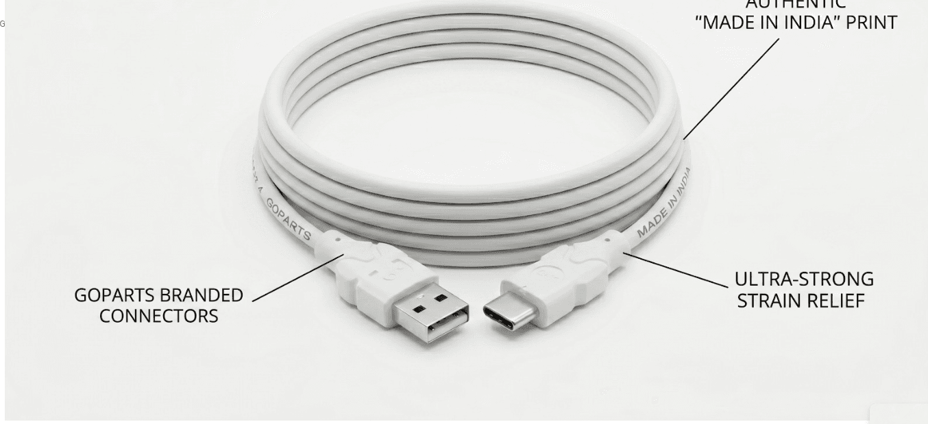 GOPARTS 3.5A Type C Cable/Micro USB Cable GP CB01 4 Core, 1 Meter image 3