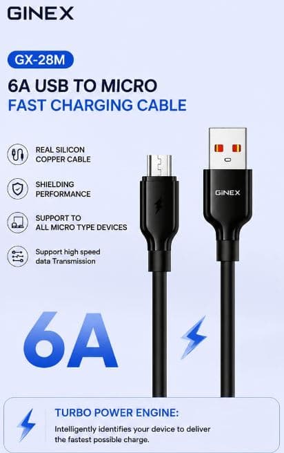 GINEX GX-28M – 6A USB To Micro Fast Charging Cable image 4