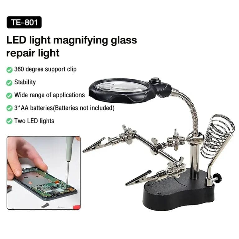 Helping Hands Magnifier Soldering Station & Desk Lamp Hands Free Auxiliary Clips Alligator Clamp Stand Repair Kits image 2
