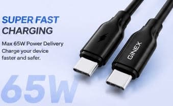 GINEX 65W Type-C To Type-C Super Fast Charging Cable image 3