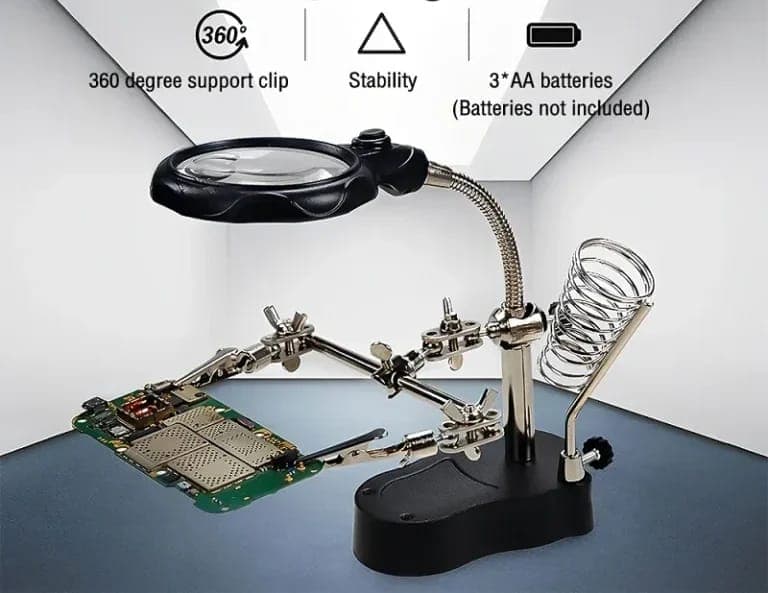 Helping Hands Magnifier Soldering Station & Desk Lamp Hands Free Auxiliary Clips Alligator Clamp Stand Repair Kits image 5