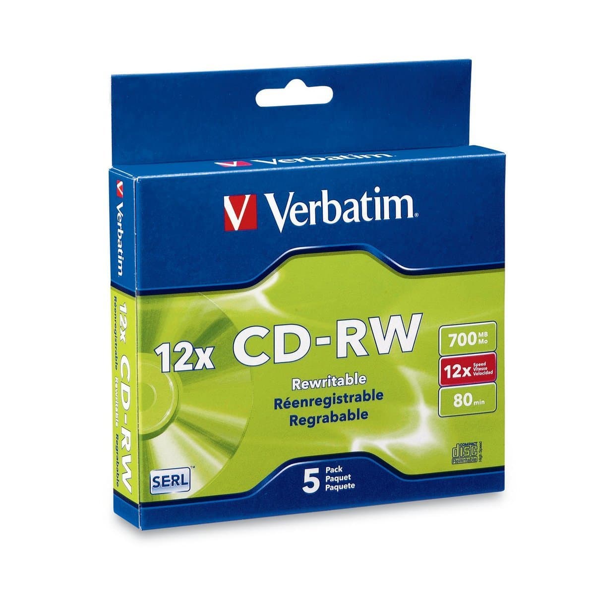 Verbatim CD RW 700MB 8 10X Colour 5Pack Slimcase image 5